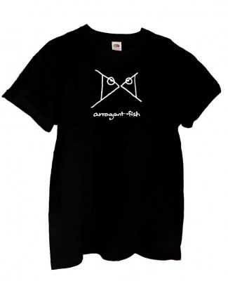 Boyfriend T-shirt FRUIT OF THE LOOM Arrogant Fish σε μαύρο χρώμα.